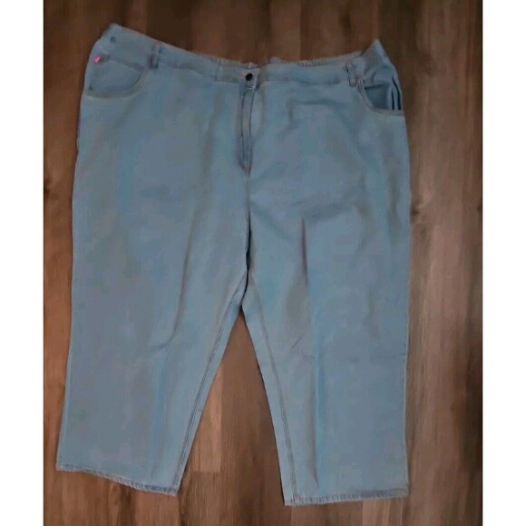 Woman Within Jeans 38W P Medium Wash Classic Fit Wide-Leg  Elastic Waist - Picture 1 of 6